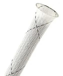 1/8″ Flexo® Clean Cut Flame Retardant (CCF) Expandable Sleeving – Scissor-cut Braided, White with Black Tracer Super Sale