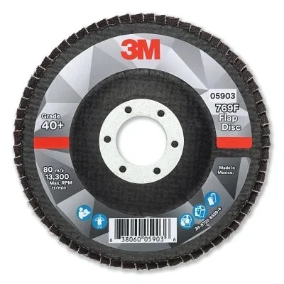 3M 7100177446 Flap Disc, 4.5 in x 7/8 in, 769F T27, 40+ Grit