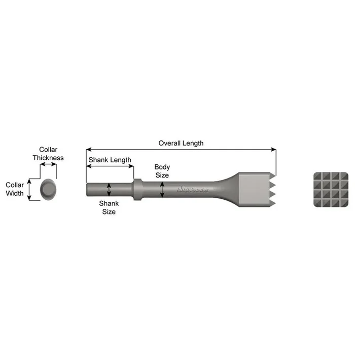 Ajax Tool Works 5010-0 9-1/2″ Round Shank Oval Collar 13/16″ Body Bush Tool Chisel (1 Piece)