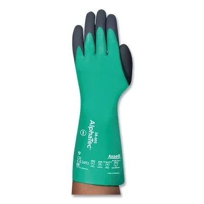 Ansell 58005080 AlphaTec 58-005 Nitrile/Neoprene Coated Supported Chemical Resistant Gloves Size 8 Green