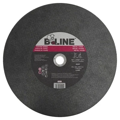 B-Line Abrasives 90893 Cutting Wheel, 14 in dia, 3/32 in Thick, 1 in Arbor, 36 Grit, Aluminum Oxide