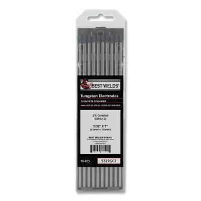 Best Welds 5327GC2 2% Ceriated Ground Tungsten Electrode, 5/32 in x 7 in, 10 PK
