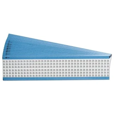 Brady WM21PK Solid Numbers Wire Marker Cards, 9 1/2 in x 2 1/4 in, “21”, Black on White