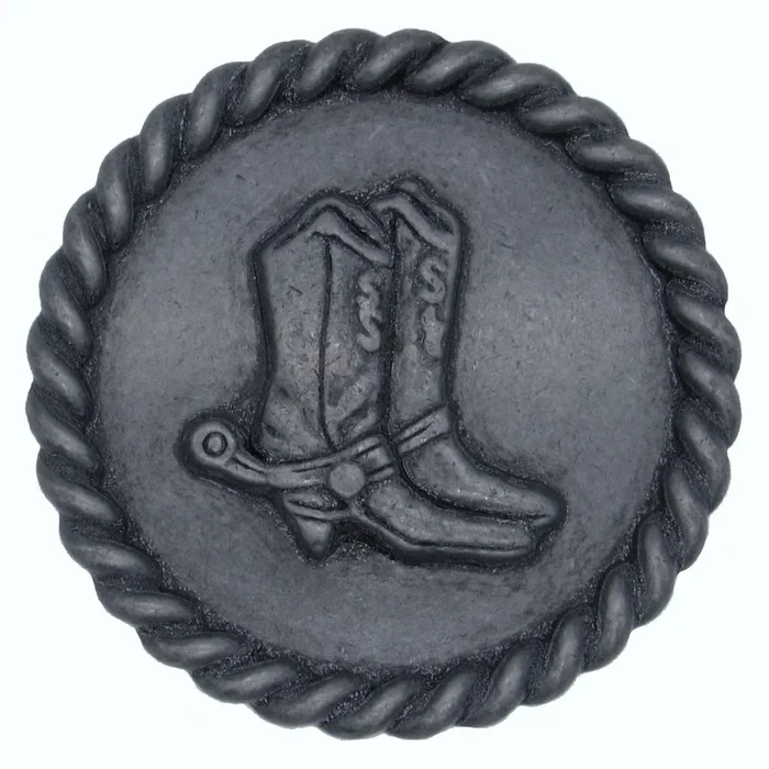 Cowboy Boots with Roped Edge Round Knob, Pewter Oxide