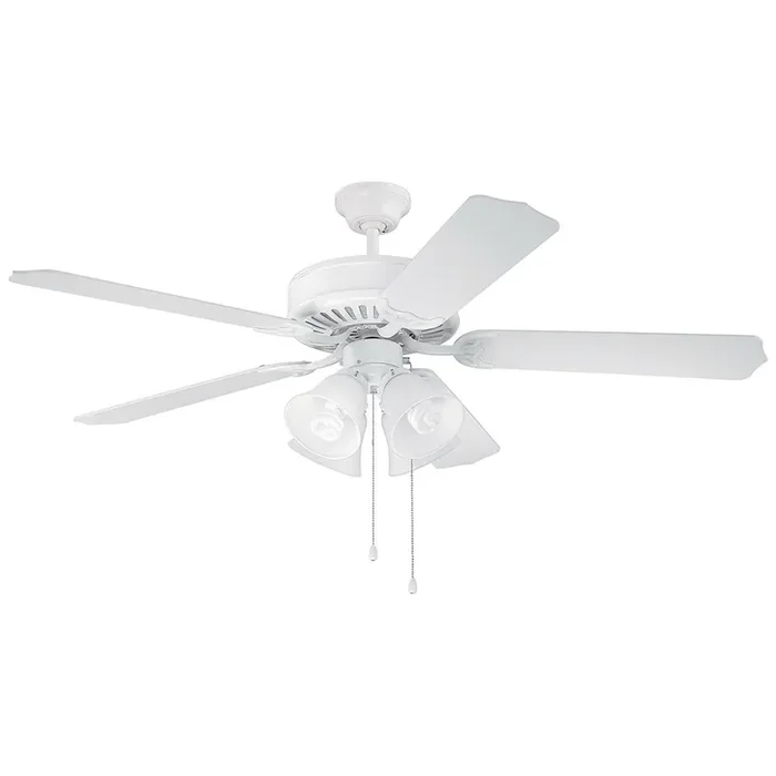 Craftmade C203W Pro Builder 203 Ceiling Fan With Light 52-Inch 5 Blade 3-Speed White While Supplies Last