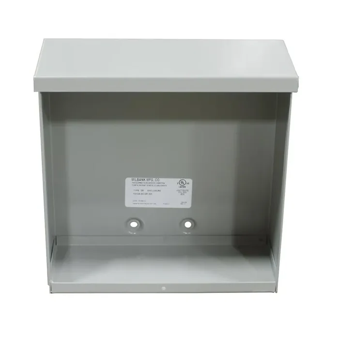 Direct From Factory Milbank 884-SC3R-NK NEMA 3R ANSI 61 Gray Powder Coated G90 Galvanized Steel Screw Cover Junction Box Without Knockout 8-Inch x 8-Inch x 4-Inch