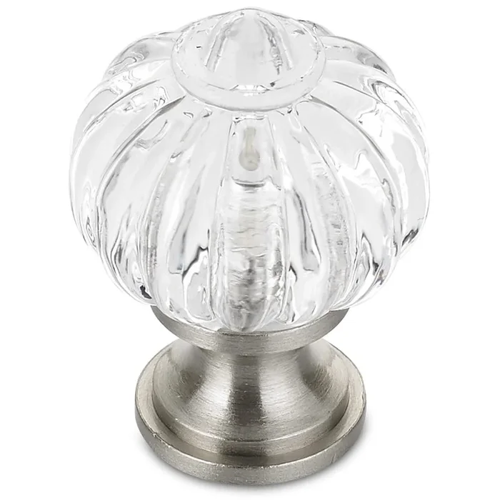 Eclectic Knob, 1-1/8″ D, Clear, Brushed Nickel