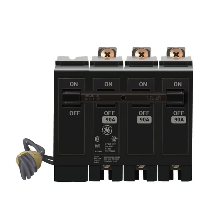 Fast Shipping THQB32090ST1 – GE – 90 Amp Shunt Trip Circuit Breaker – Bolt-On – 90 Amp – 3 Pole – 240 Volt