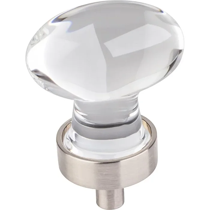 Harlow Small Football Glass Knob, 1-1/4″ O.L., Satin Nickel