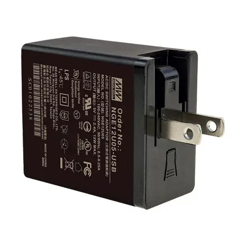 NGE12U05-USB – 5V 2.4A Wall Plug-In Efficiency Level VI/Class II DC Plug Type: USB type A Genuine