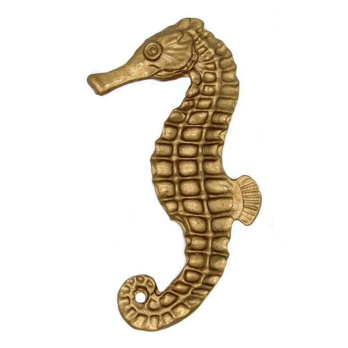 Seahorse Left Facing Knob, Lux Gold