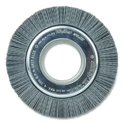 Weiler 83130 Nylox Crimped-Filament Wheel Brush, 8 in D x 1 in W, 3,600 rpm