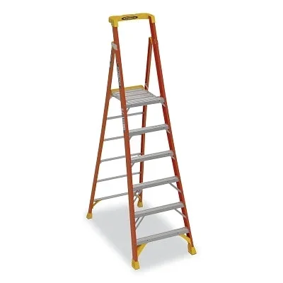 Werner PD6206 Podium Ladder, IA, PD6206, 12 ft Reach H, 6 ft Ladder H, 300 lb Load Capacity