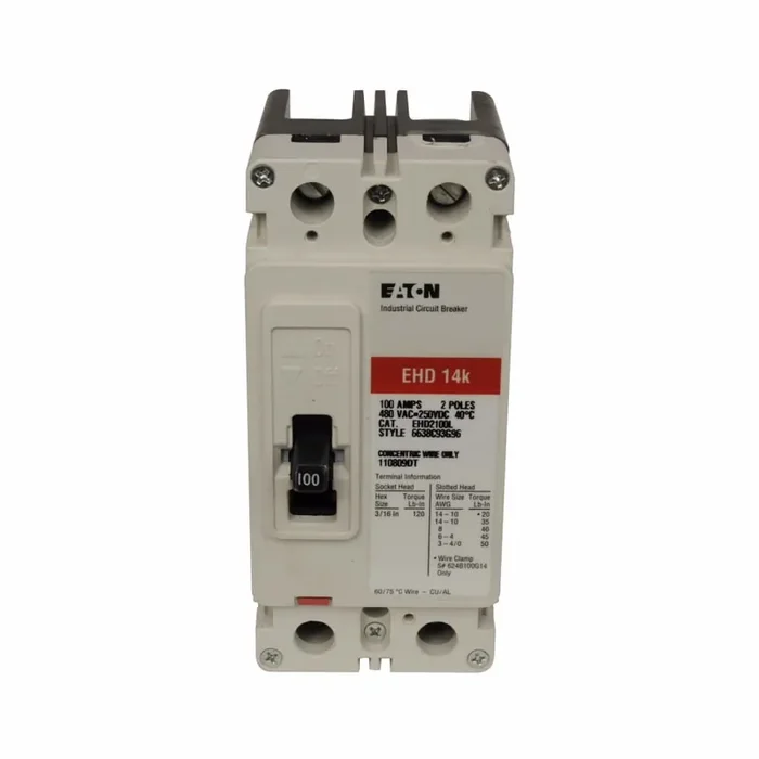 While Supplies Last Eaton EHD2035L Feed-Thru Mount Type EHD Molded Case Circuit Breaker 2-Pole 35-Amp 480-Volt AC 250-Volt DC