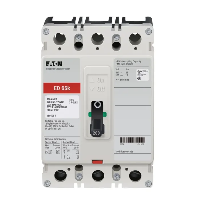 Wholesale ED3100 – Eaton – Molded Case Circuit Breaker – Feed Thru – 100 Amp – 3 Pole – 240 Volt