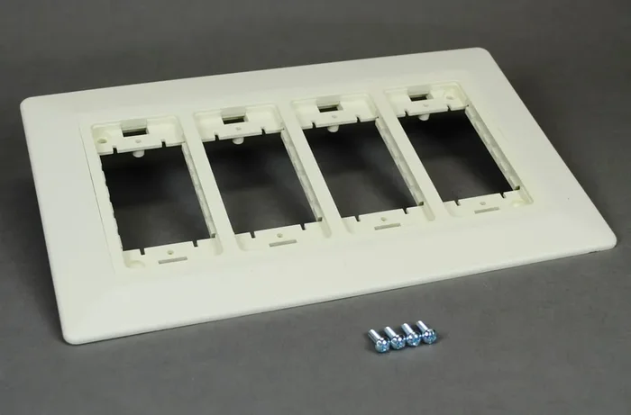 Wiremold WSA07-4AWH 4-Gang Device Mounting Bracket With Trim Ring White For 5507 Series Faceplates WallSource Affordable