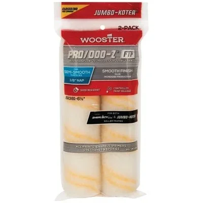 Wooster 0RR3810064 Pro/Doo-Z FTP Jumbo-Koter Mini Roller Covers, 2 Pack, 6-1/2 in, 3/8 in Nap Length
