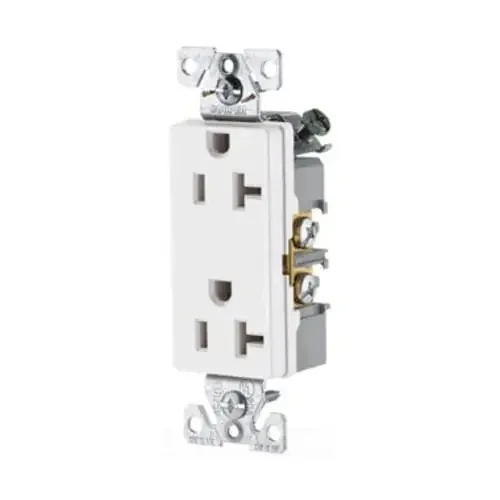 Worldwide Shipping Cooper Wiring Device 6352W-BU Commercial Grade Impact And Chemical-Resistant Straight Blade Decorator Receptacle 2-Pole 3-Wire 125-Volt 20-Amp NEMA