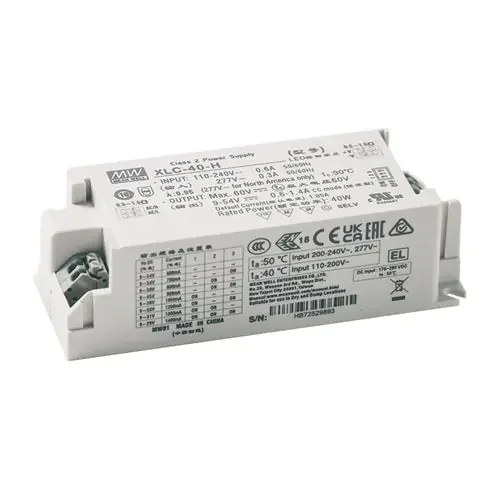 XLC-40-H – 9~54V600~1400m A/60 Volts/1.05 Amps/40 Watts/Constant Power LED Driver/Class 2/Class II/40 Watts Free Returns